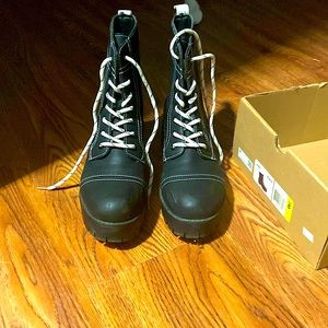 Black combat boots- size 8